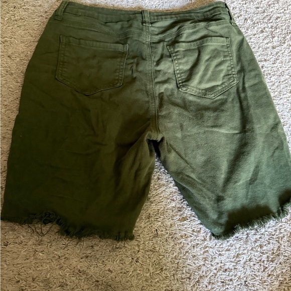 Olive Distressed Women Shorts - Picture 2 of 4